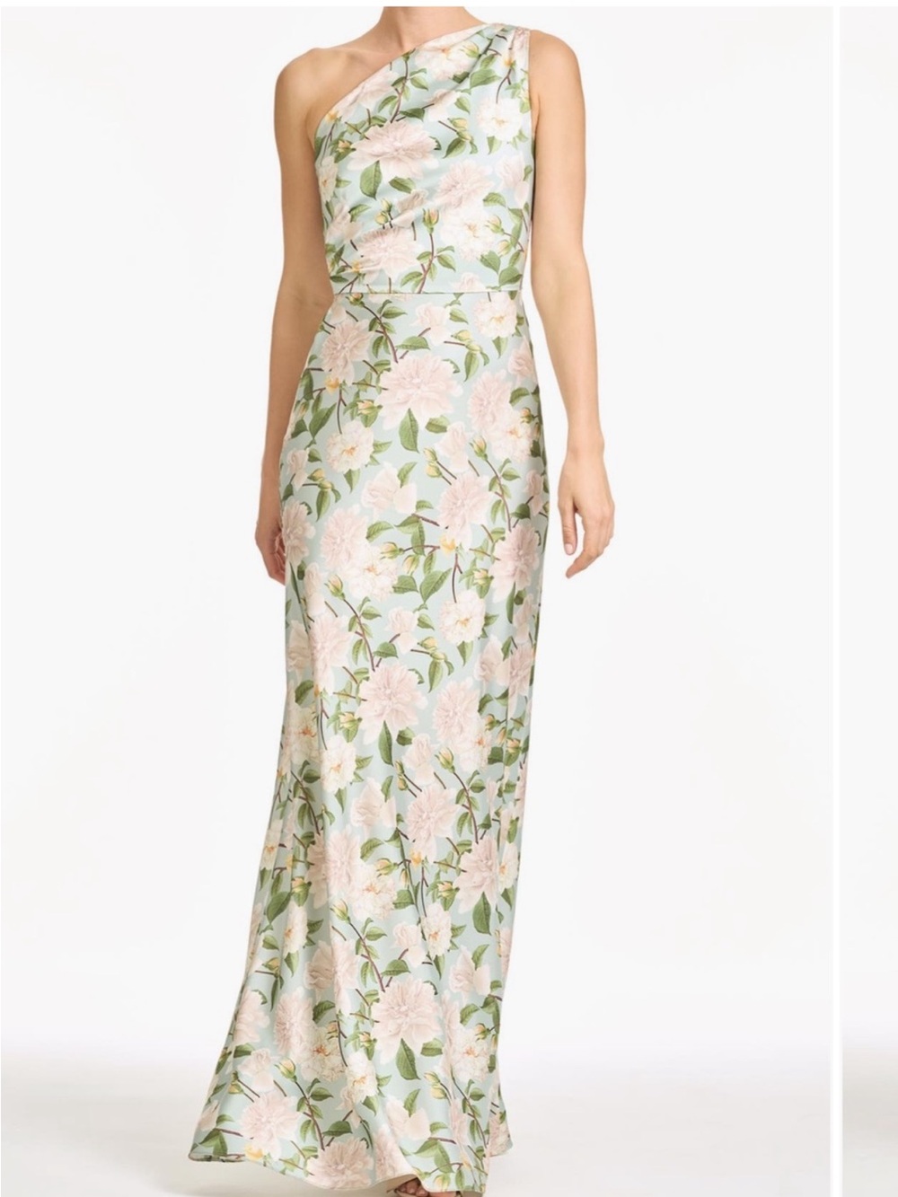 ✨NEW✨ SACHIN BABI Delphine Floral
One-Shoulder Gown In Celadon Sweetbriar
